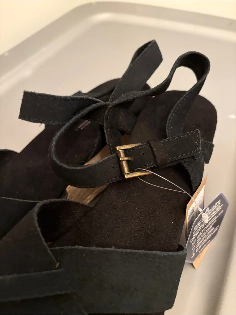 Toms black suede
